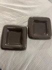 2 Vintage Brown Haeger 2176 Pottery Rolled Edge 7" Square Trinket Dish/Ashtray