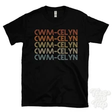 CWM-CELYN REPEATED RETRO STYLE T-SHIRT mens & womens uk place name gift