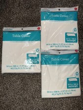 3 Pack White Plastic Rectangle Table Cover 54x108in