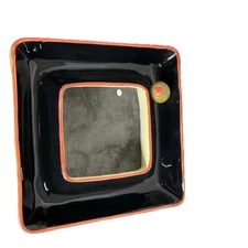 Mid Century Chip & Dip Bella Casa By Ganz Black With Red Trim & A Green Olive 