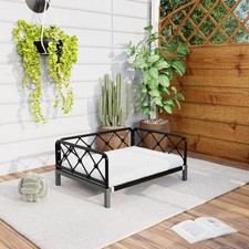 Elevated Indoor  Outdoor Dog Bed for Small Dogs, Durable Rattan Wicker Pet Sofa