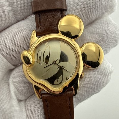 MICKEY MOUSE, Lorus V401-5700 Gold Bezel Gold Ears 3D MICKEY - New Battery