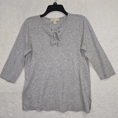 Maglione donna Michael Kors grigio manica 3 4 taglia S allacciato misto cotone