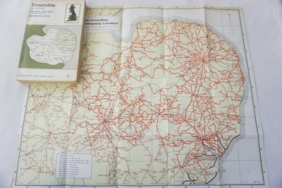 1970 Eastern Counties Busfahrplan mit Karte Norwich Gebiet mit Karte