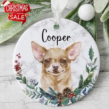 Chihuahua Dog Ornament with Name, Custom Dog Ornament Dog Mom Gift, Dog Memor...