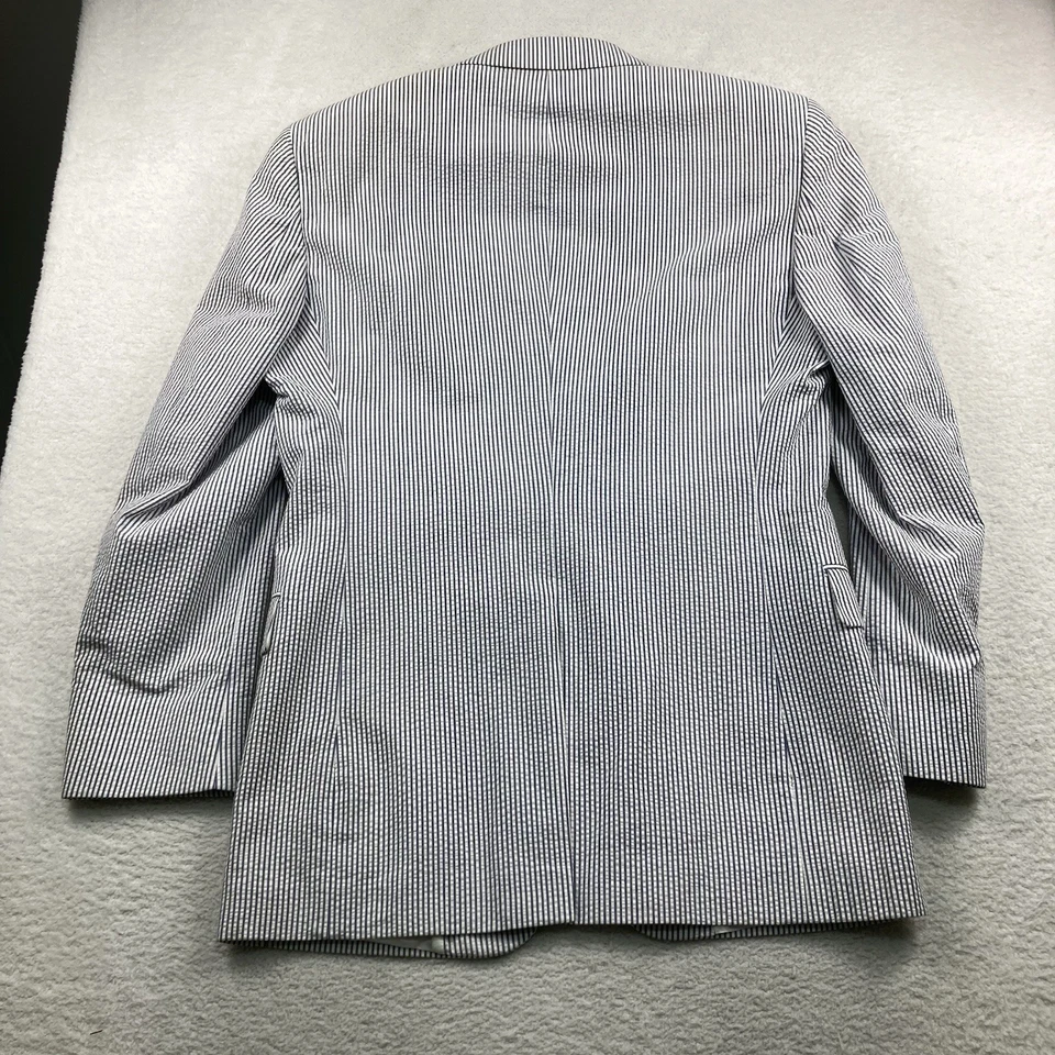 Jos A Bank Seersucker Traje Chaqueta Blazer Hombre 42L 42 Largo Azul Blanco Rayas Foto 3 de 4