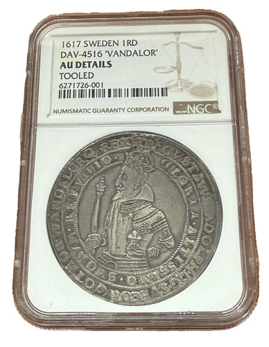 Sweden 1617 Silver 1 Riksdaler NGC AU Details