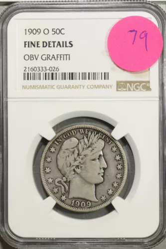 1909 O Barber Half Dollar 50c NGC Fine Details #3-026