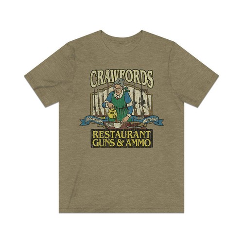 T-shirt uomo Crawfords Restaurant, Guns & Ammo 1980 vintage - Foto 34 di 42
