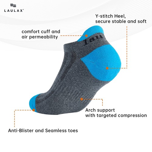 Men Cycling Running Sock Cotton Coolmax Seamless toes Protection Tendon 4 Pairs - Picture 8 of 9