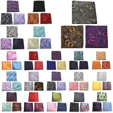 3 Packs Men Flower Paisley Stripe Pocket Square Wedding Party Handkerchief