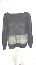 HELMUT LANG Black Long Sleeve Boat Neck Knit Top Sz S/P