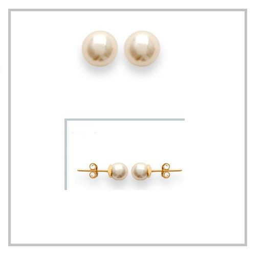Boucles d'oreilles perles de Majorque et plaqué or 18 carats au raffinement intemporel beige nacré