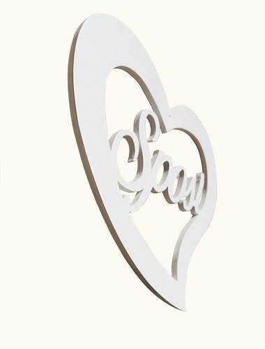 Cuore in Legno con Scritta sposi Colore Bianco - Foto 3 di 3