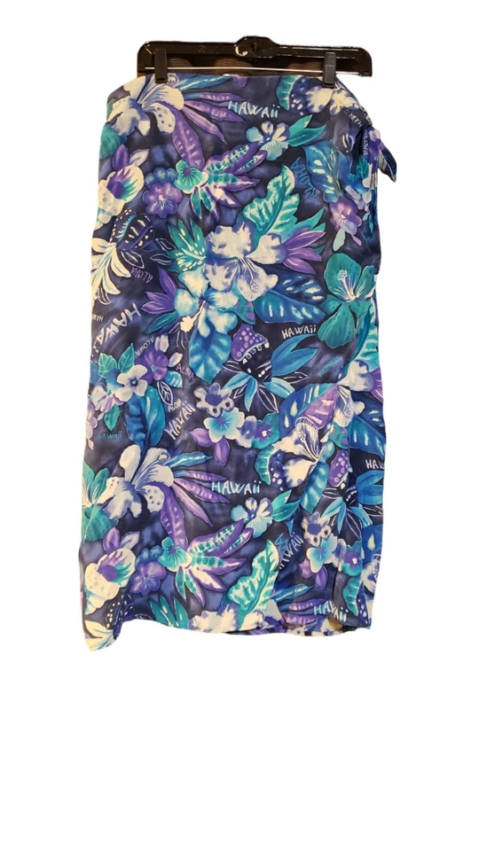 Falda Vintage Dana Buchman Azul Púrpura 100% Seda Estilo Hawaiano Envolvente Talla 12 Foto 2 de 4