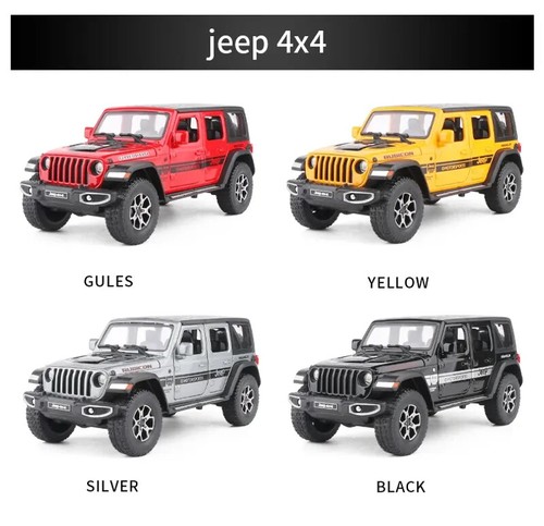 1:22 Jeeps Wrangler Rubicon Diecast Car Model With Sound & Light Kids Toy Gift - Picture 8 of 28