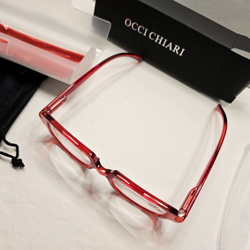 Occi Chiari Red Square Reading Glasses +2.50 With Case & Accessories - Picture 2 of 9