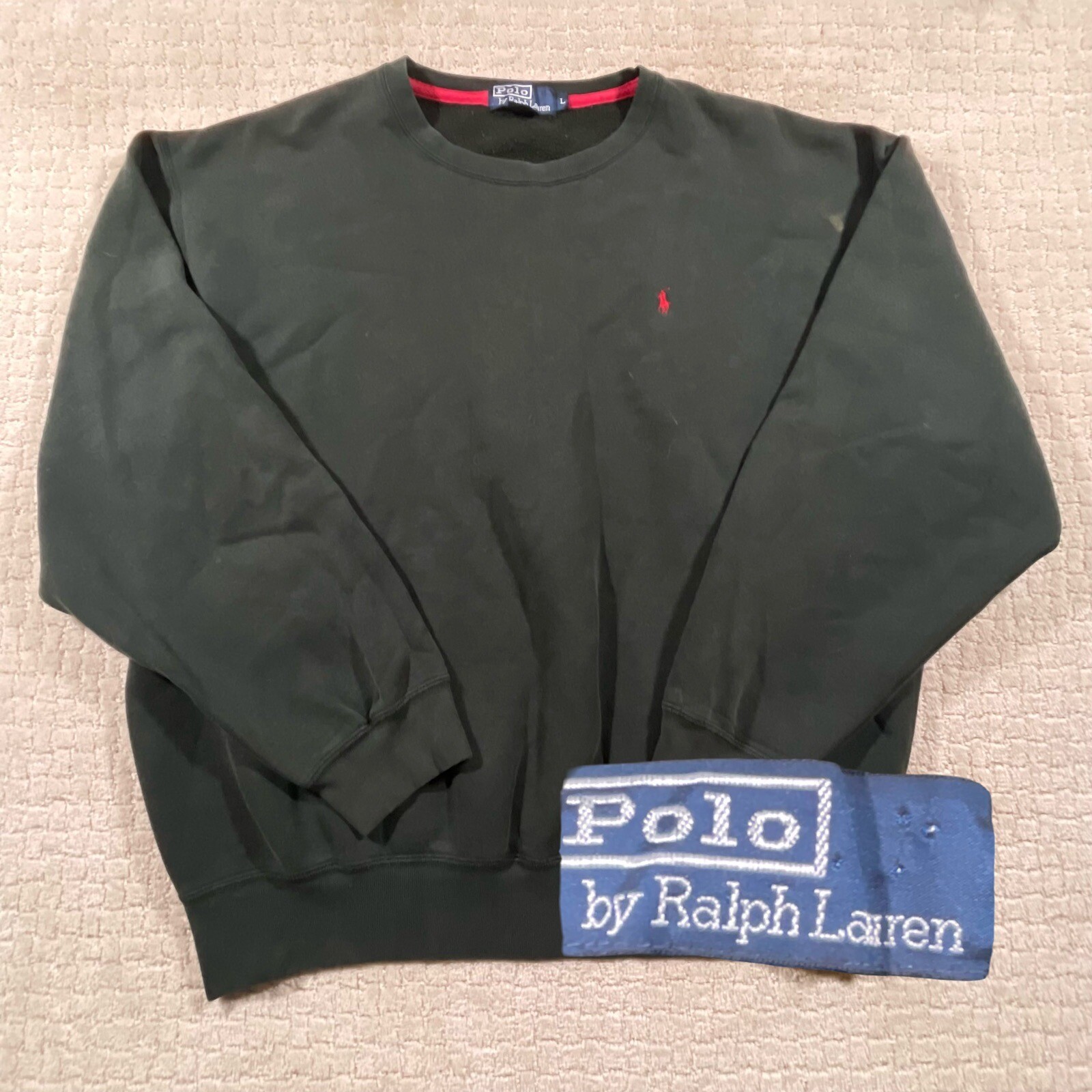 Polo Ralph Lauren Piccolo Pony Logo Ricamato Accogliente Pullover Verde Vite Lg