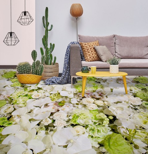 3D Flower Green FZ4746 Floor WallPaper Murals Epoxy Floor Print Decal UK Amy - Picture 2 of 6