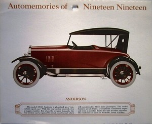 1919 Anderson Touring calendar car print (brown, black top)