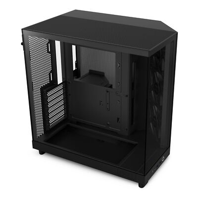 H6 Flow Black Computer Chassis Compact Design Glass Panels 3 Fans Cooling System