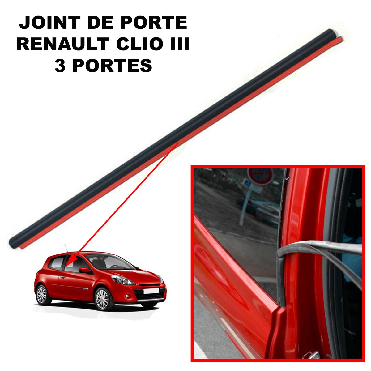 Joints De Vitre Arrière Gauche + Droite Pour Renault Clio 3 Portes - Lot De 2, étanchéité Et Anti-bruit