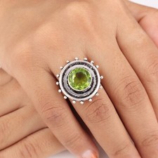 Green Peridot Gemstone 925 Sterling Silver Jewelry Handmade Ring Gift For Her