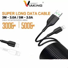 VIAKiNG Super Long 3 Meters Charging & Data Sync Braided Nylon Cable For iPhone