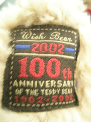 2002 GUND WISH BEAR 10" plush 100th Anniversary Of The Teddy Bear - Picture 5 of 10