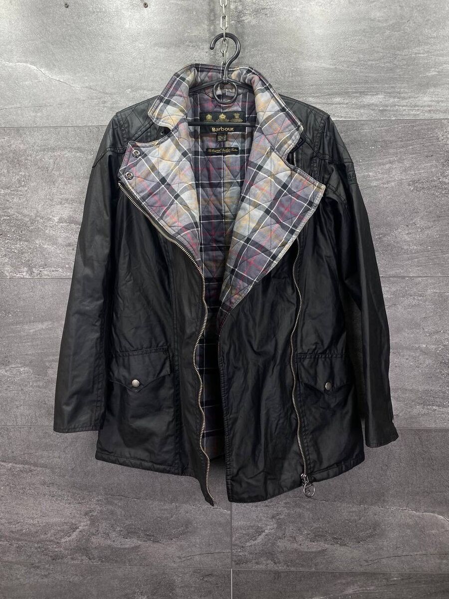 Womens BARBOUR International Black Wax Motorcycle Jacket Womens BARBOUR International Black Wax Motorcycle Jacket