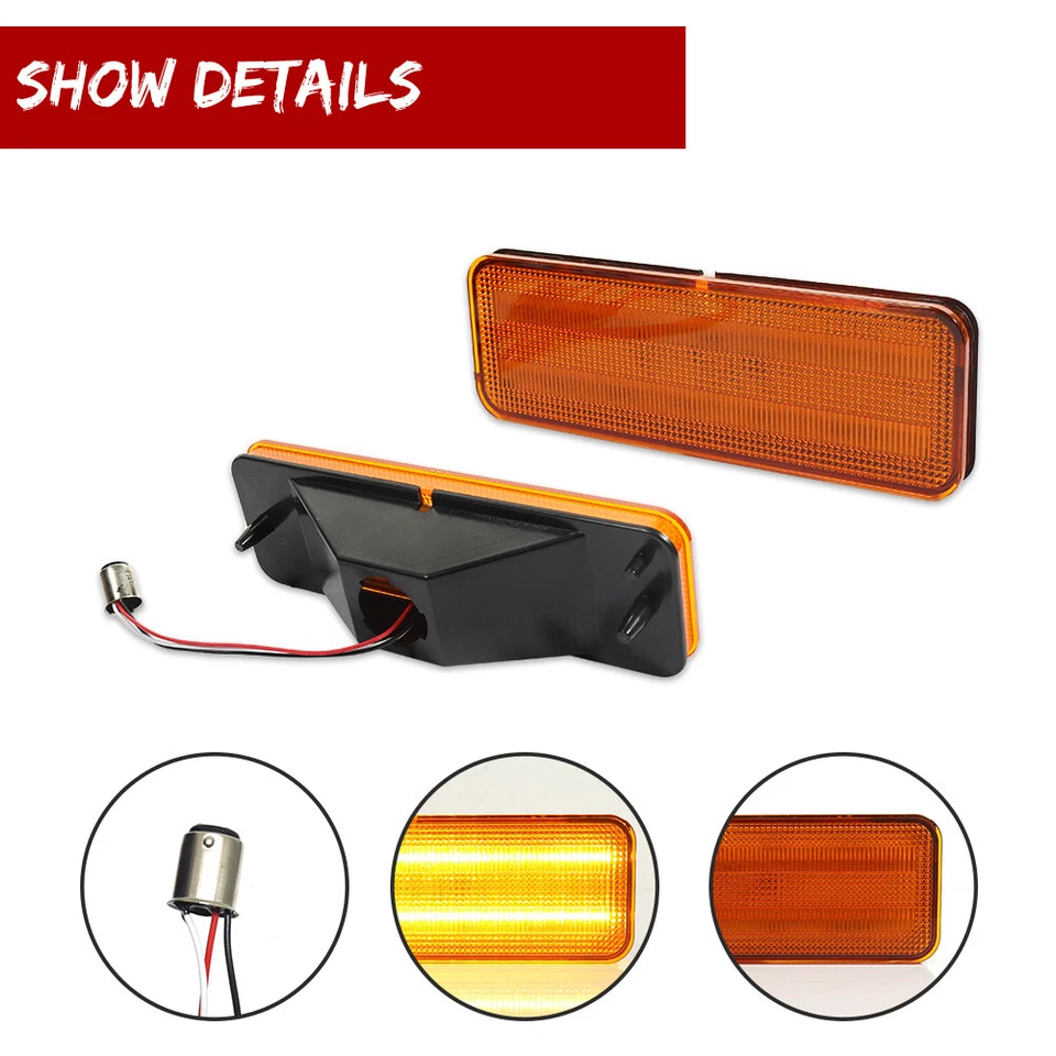 Sequential Amber LED Parking Signal Lights For 80-86 Ford Bronco F150 F250 F350 - Image 4 of 4