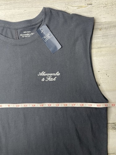 Abercrombie & Fitch Logo Soft A&F Oversized Muscle Tee Tank Top Blue Size: L NWT - Picture 4 of 8