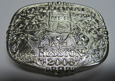 Hesston Silver Dealer Award 2006 NFR Cowboy Rodeo Adult Buckle, New