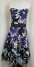  Red Herring Purple Black Strapless dress Size 14 (Av3-10)