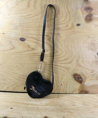 Juicy Couture Bag Black Fluffy Crossbody Heart Love Charm Shoulder