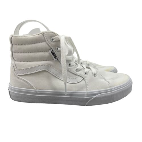 Vans Youth 3.5 Shoes White Canvas SK8 Lace Up High Top Cushioned Skateboarding - Picture 1 of 11