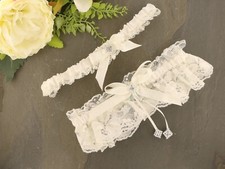 Exquisite Nottingham Lace Bridal Garter  Ivory or White  Handmade in England