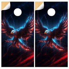 C335 Eagle Flag Cornhole Board Wraps LAMINATED Wrap Decals Vinyl Sticker Skins