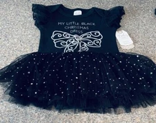 ☘ Baby Ganz "My Little Black Christmas Dress" 0-6 Months Dress Diaper Shirt NWT☘