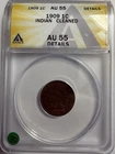 1909 Indian Head Cent Penny - ANACS AU 55 Details