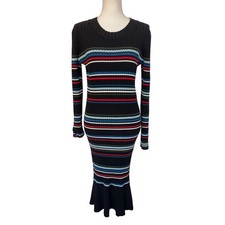 Parker Women's Bruna Knit Stripe Print Sweater Dress Size L