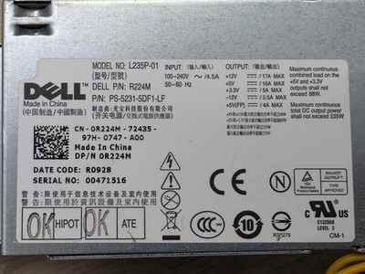 DELL OPTIPLEX 760 780 960 980 SFF L235P-01 0R224M R224M POWER SUPPLY 5977