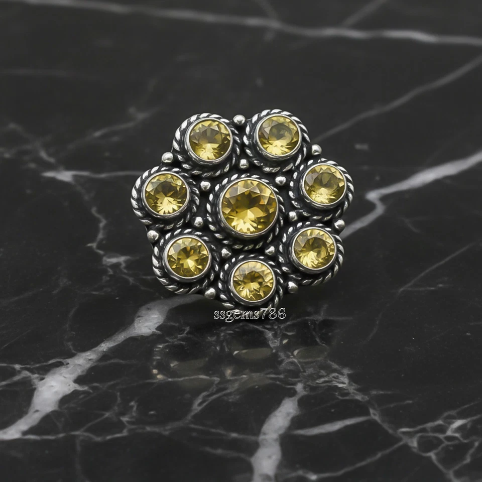 925 Sterling Silver Citrine Gemstone Beautiful Handmade Woman Gift Ring - Image 4 of 4