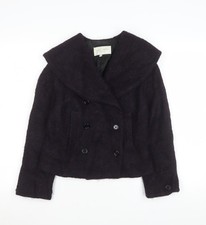 Ronit Zilkha Women’s Purple Wool Mohair Blend Short Pea Coat Jacket Size 10
