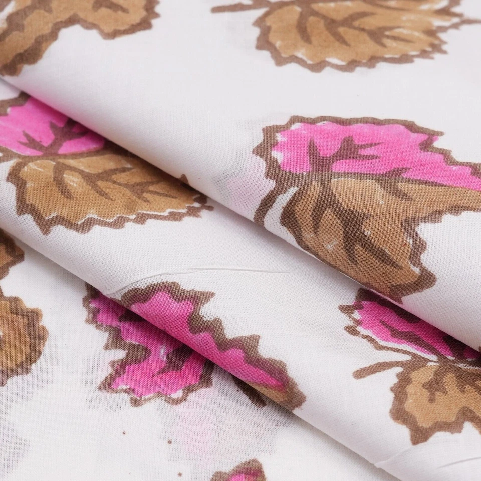 20 Yard Hand Block Print Handmade Cotton Indian Natural Bagru Print Fabric - Image 4 of 4