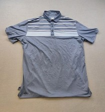 Callaway Golf Polo Shirt Mens L Blue Geometric Striped Opti Dri Logo