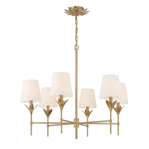 Crystorama Broche 6 Light Chandelier, Antique Gold/White - 568-GA - Picture 1 of 1