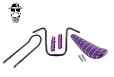 ORIGINAL LOWRIDER Black U Handlebar+ Sissy Bar Purple/Silver Banana Seat & Grips