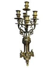 19thC Antique FRENCH VICTORIAN Era GILT BRONZE Figural CANDELABRA Candlestick