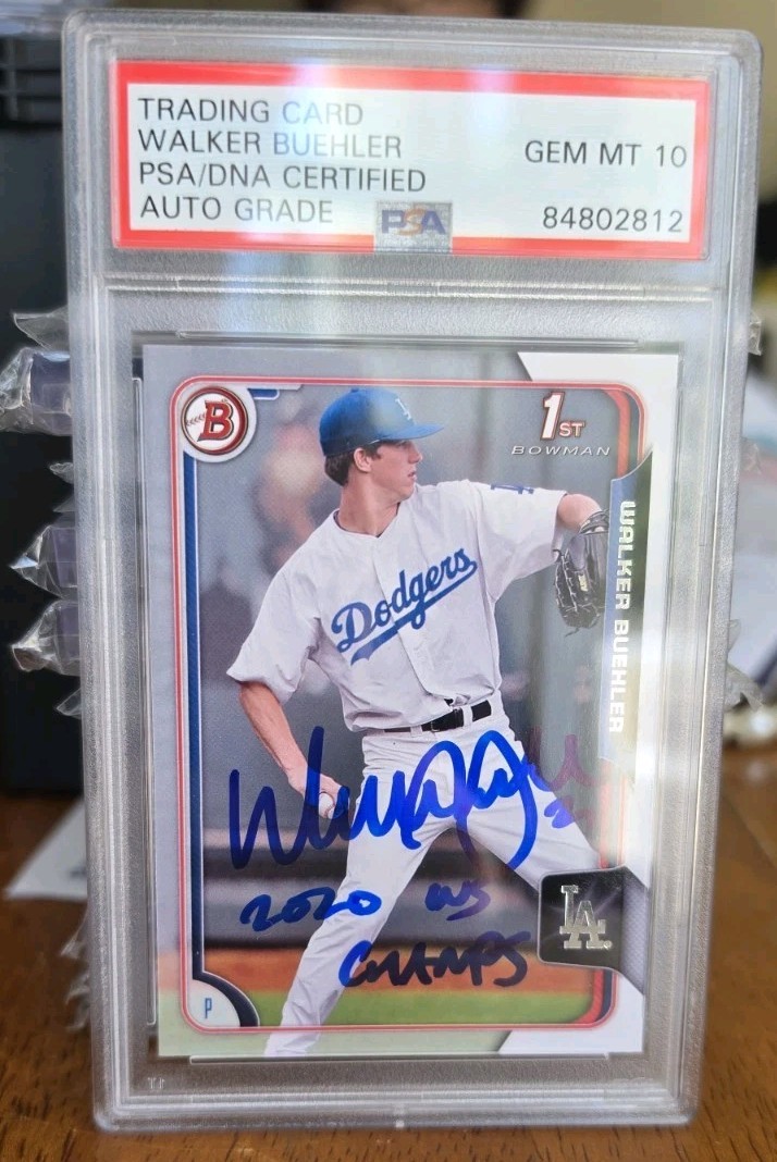 2015 Bowman Draft - Walker Buehler #46 (RC) PSA 10 Auto Inscribed 2020 WS Champs